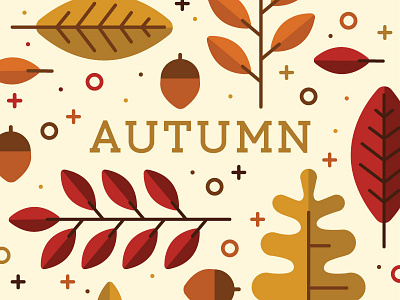 Autumn acorn autumn flat leaves pattern vector