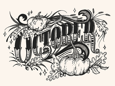 October Illustration autumn hand lettering illustration lettering october pumpkins