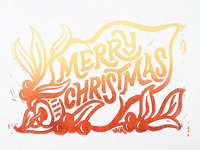 Christmas Linocut christmas gradient linocut printmaking