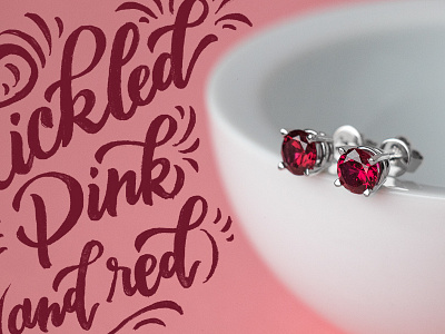 Tickled Pink (and red) hand lettering jewelry lettering