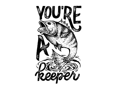 Keeper fish hand lettering illustration lettering pun texture valentine valentines day