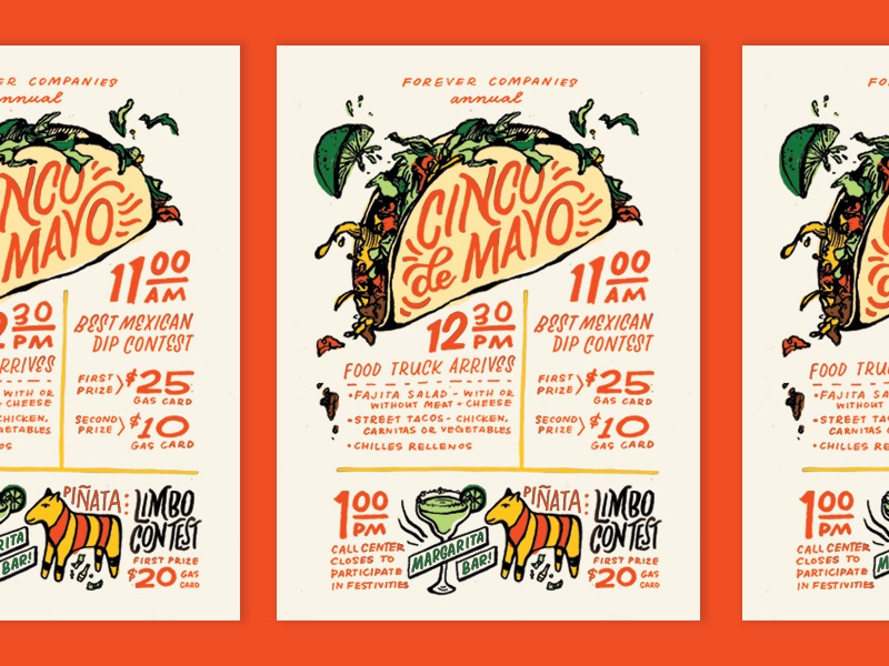 Cinco de Mayo poster flyer invitation cinco de mayo tacos illustration