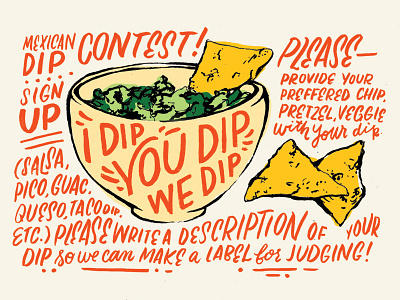 I dip. You dip. We dip. cinco de mayo flyer illustration invitation poster tacos