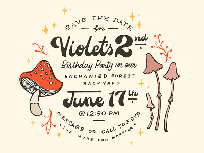 Violet hand lettering illustration invitation lettering save the date vintage