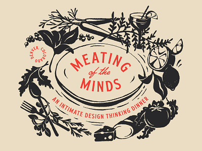 Meating of the Minds dinner food illustration