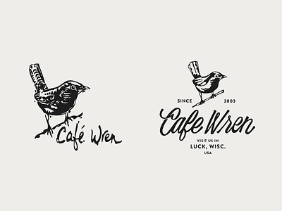 Cafe Wrren bird branding cafe coffee hand lettering identity illustration wren