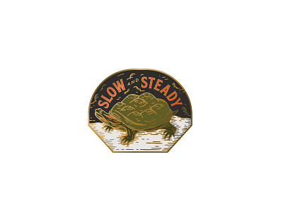 Slow and Steady enamel pin turtle