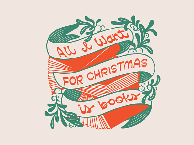 Totes books christmas hand lettering illustration lettering mistletoe tote bag
