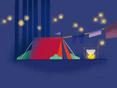 Summer camping art artist camp illustration procreate summer texture