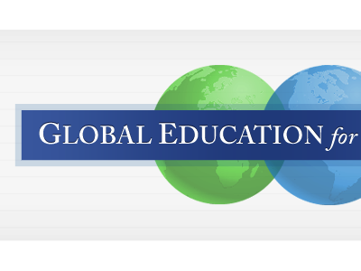Global Ed banner blue education globe