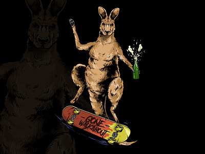 kangoro playing skateboard