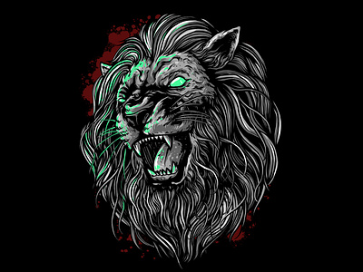 LION ANGRY HEAD animal blood branding darkart design graphic design head illustration lion skull