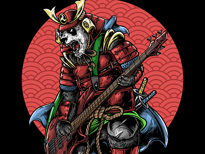 PANDA SAMURAI PLAYING BASS