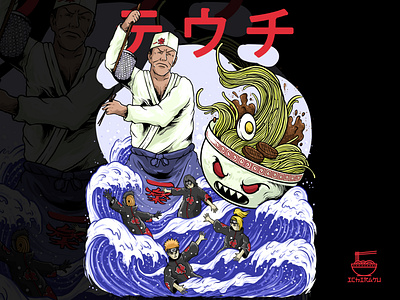 ramen vs chef feat akatsuki. naruto cast darkart design graphic design illustration japanese naruto ramen vector