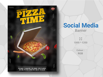 Pizza Time add banner graphic design minimal pizza time