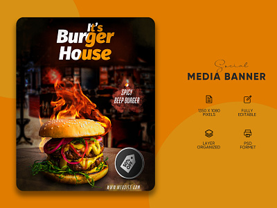 Burger House ad add banner burger graphic design media social social media