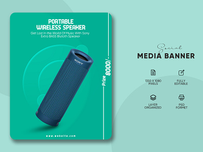 Bluetooth Speaker ad add banner bluetooth design media social social media speaker wireless