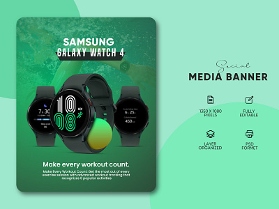 Samsung Galaxy Watch 4 - Social Media Banner banner branding design media minimal samsung social