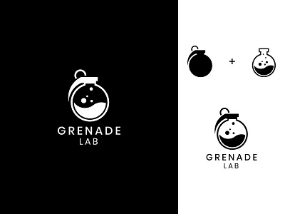 grenade lab art artwork brand identity branding combination logo company logo corporate creative logo design dual meaning flat graphic designer grenade icon laboratory logo logodesigner