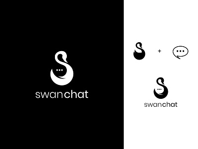 swan chat logo app branding chat company logo corporate creative logo design designer double meaning dual meaning icon idenity illustration logo logo idea swan typography web