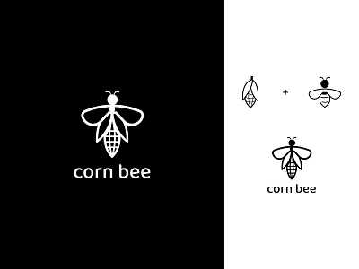 corn bee logo app bee branding corn corporate creative logo design doublemeaning dual meaning honey icon illustration logo minimalist simple typography vector