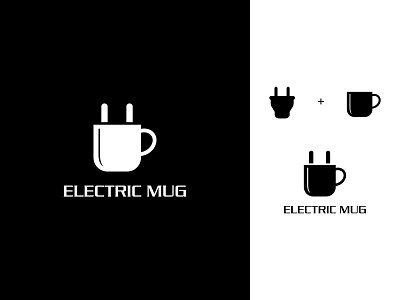 electric mug logo branding company logo creative design creative logo design designer double meaning dual meaning electric graphic icon logo minimalist logo mug negative space simple typography