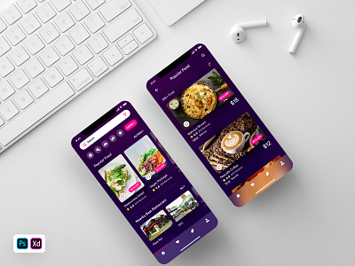 Restaurant App Design android app application apps colorful delivery design dinner food home ios lunch mobile order phone restaurant screen template ui ux