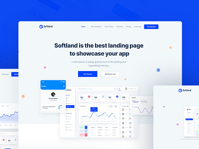 Softland- Software Store PSD Template app apps design home landing landingpage page photoshop psd remplate showcase softland software store ui uidesign ux web webdesign website