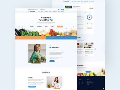 My Perfect Meal - Meal Planner Website 2022 branding clean creative design food home landing meal meals nure alom perfect meal template ui uiux ux web website website design