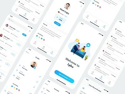 Lyku - Social App apps branding chatting app clean creative like mobile apps mobile apps design mobile ui mockup screen ui uiux ux