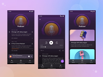 Podcast Android App app design minimal mobile music podcast app podcasting podcasts streaming streaming app ui ui design ux