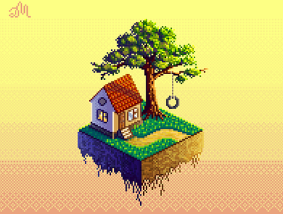 Pixel art flying island art game art illustration landscape location photoshop pixel pixelart