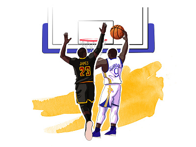 James blocks the ball art basketball flat iguodala illustration lebronjames nba sport watercolor