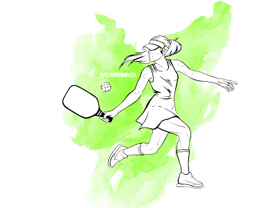 Pickleball girl art character illustration pickleball sport sports watercolor