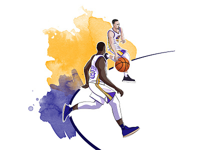 The basketball art basketball character colourful flat illustration nba sport watercolor