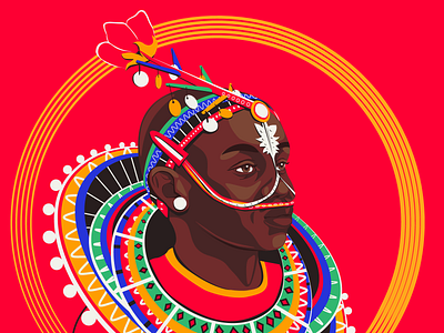 Masai adobe illustrator africa art blackgirl colourful flat flat illustration illustration masai tribal vector