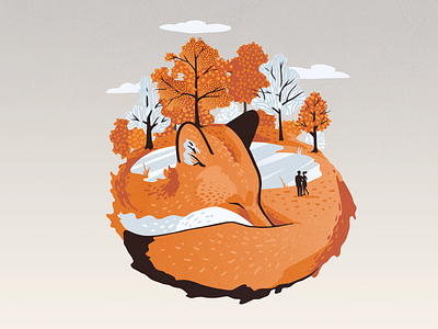 fo(x)rest art autamn colourful fall flat forest fox illusion illustration metamorphosis