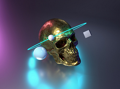 scull 3d cinema 4d design gold materials graphic design illustration