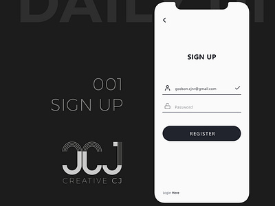 Daily UI 001 app daily ui dailyui design flat minimal register signup typography ui vector web