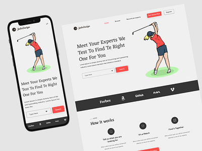 Landing Page- Sports expert Finder best design consultant experts finder header hero section illustration landing page minimal product design sports ui uidesign uiuxdesign web web design website design