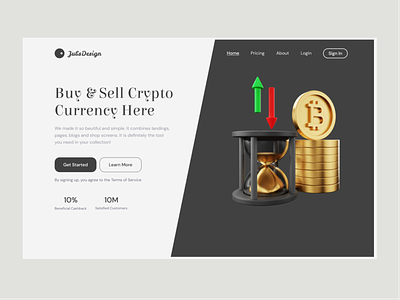 Crypto Currency Landing Page-Header best design bitcoin crypto currency digital money header illustration interaction landingpage minimal product design ui uidesign uiux uiuxdesign web app web design webdesign website website eader