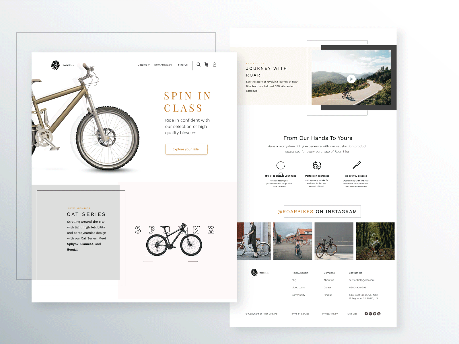 Roar Bike Bicycle Shop bicycle shop clean minimalist ride uiux webdesign