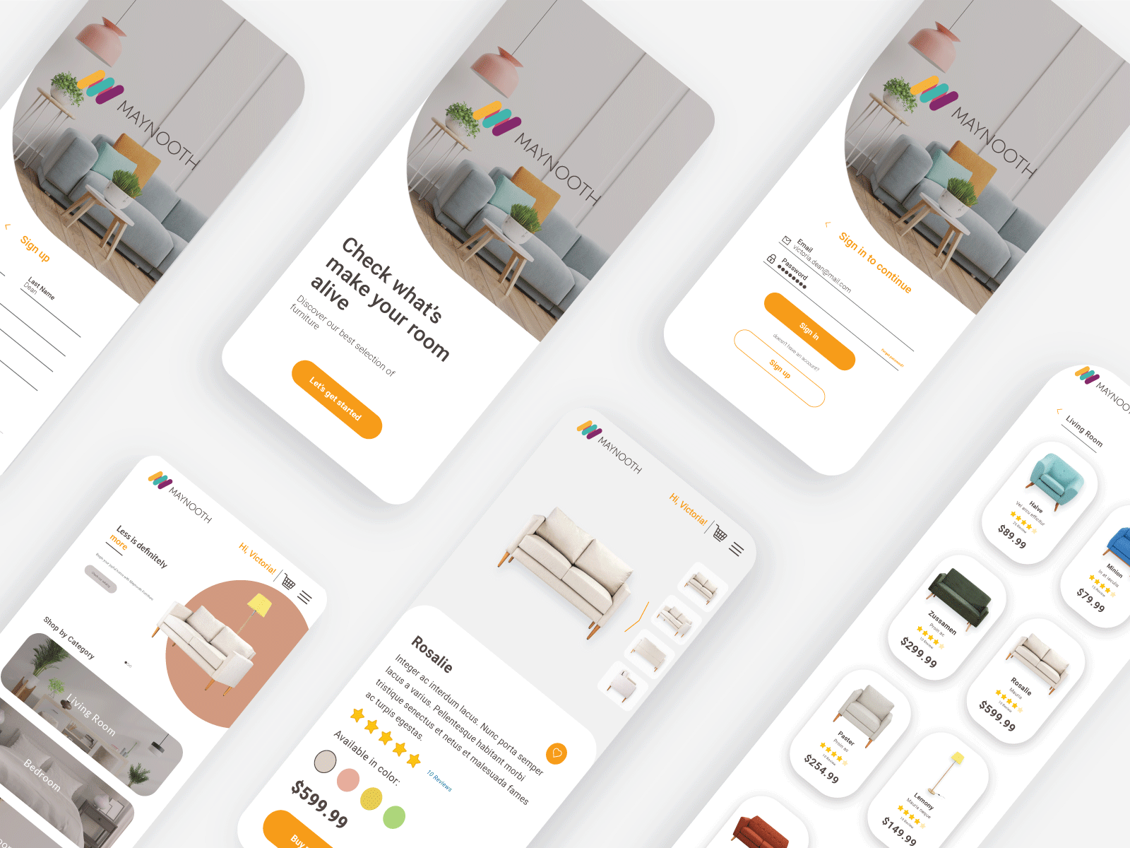 Maynooth Furniture Mobile App app design clean furniture store minimal mobile ui uiux design ux