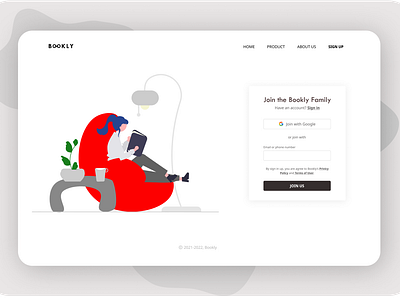 Online Book Store Sign Up Page 001 book clean dailui join minimal minimalist signup