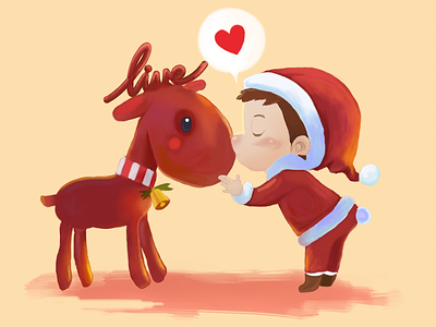 Christmas boy cg christmas cute deer drew kid live love