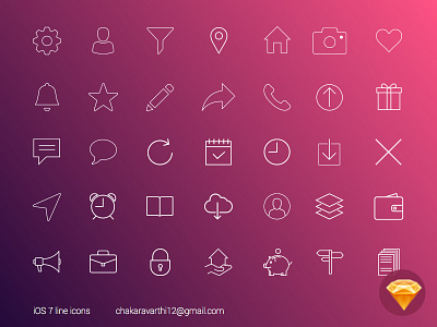 Sketch iOS7 line icons download free freebies ios 7 psd shapes sketch ui and ux vectors