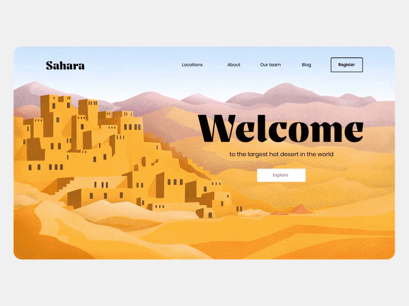 Sahara website landing page motion design