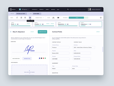 Contractio: Signing Contract Screen for Contract Management SaaS b2b contract contract signature form forms front end product design react reactjs saas saas design security steps ui ui design userinterface ux desgin uxui wizard wizards
