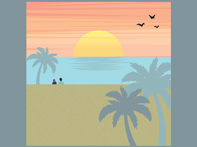 Beach sunset beach design illustration illustrator sunset vector