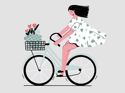 Bicycle in Amsterdam artwork avatar bicycle bike character clean cute illustration illustrator minimal modern people vector visual design woman